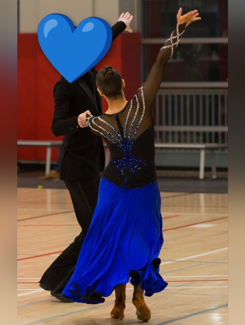 Smooth Ballroom Competition Dress - Black and Royal Blue - Picture 3 of 7